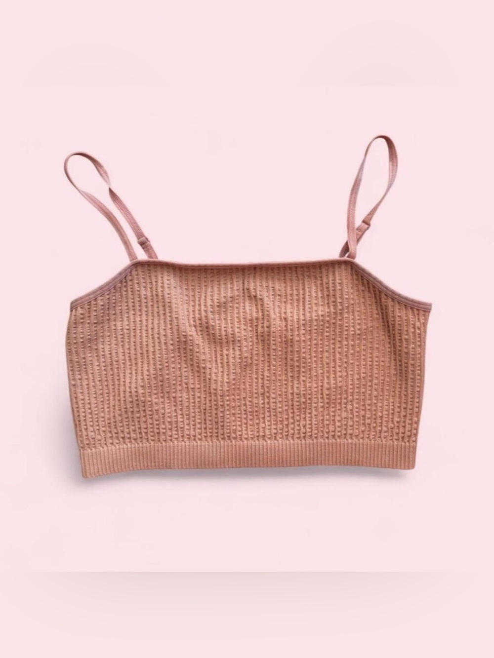 Dusty Rose Spaghetti Strap Ribbed Crop Top — Size S